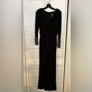 Adrianna Papell Black Sequin Embellished Gown